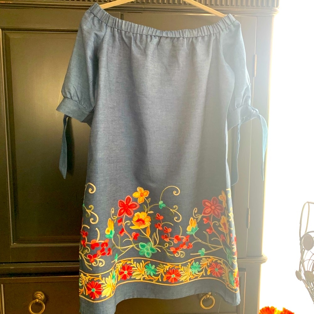 Denim look dress